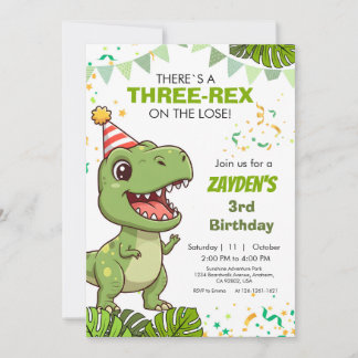 Schattigee Dino Party Uitnodiging