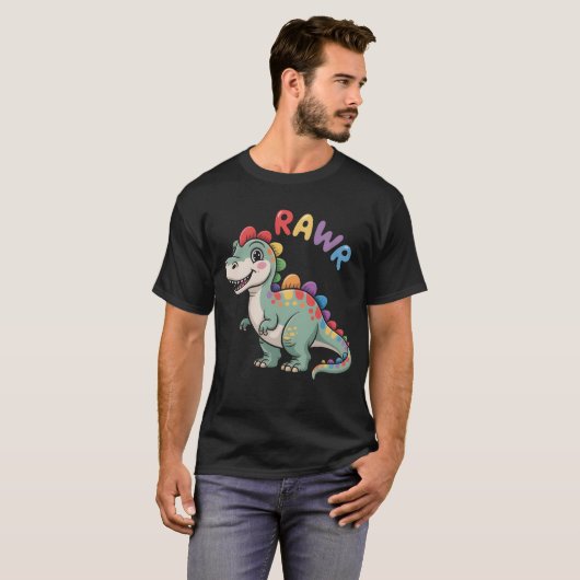Schattigee Dino Rawr Dinosaur Roaring Funny Kind D T-shirt (Voorkant volledig)