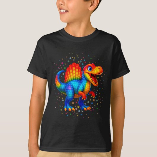 Schattigee Dino Spinosaurus Polka Dot Art Student T-shirt (Voorkant)