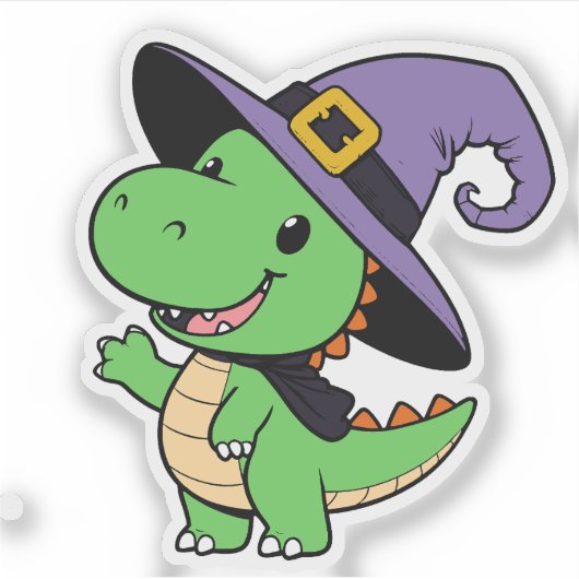 Schattigee Dino Witch Sticker (Voorkant)