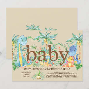 Schattigee Dinosaur Boys Baby shower Uitnodiging