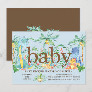 Schattigee Dinosaur Boys Baby shower Uitnodiging