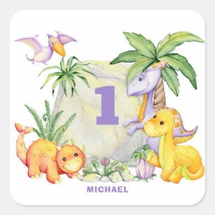 Schattigee Dinosaurus 1e Verjaardag Sticker