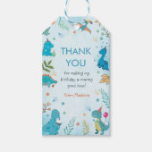 Schattigee Dinosaurus 1e Verjaardagsfeestje Cadeau Cadeaulabel (Voorkant)