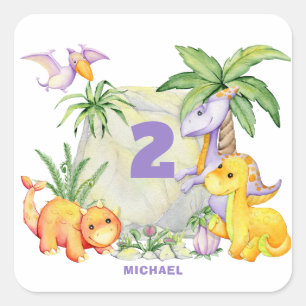 Schattigee Dinosaurus 2e Verjaardag Sticker