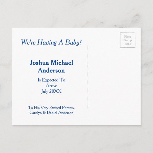 Schattigee Dinosaurus Baby Boy Zwangerschapsaankon Aankondigingskaart (Achterkant)