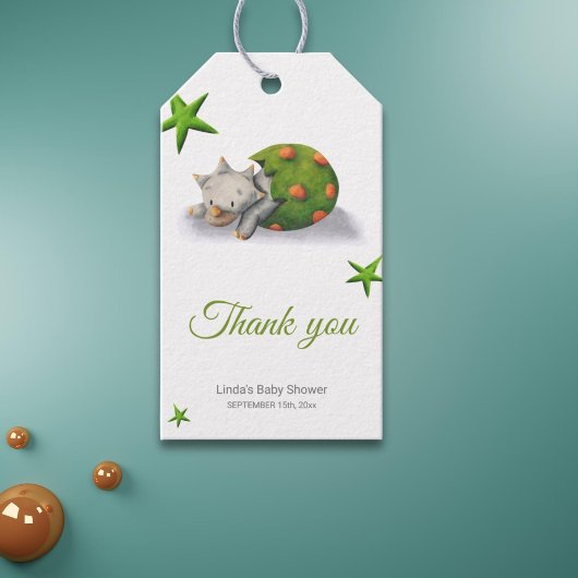 Schattigee dinosaurus Baby shower dank u Cadeaulabel