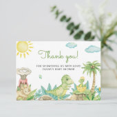 Schattigee dinosaurus Baby shower dank u Kaart (Staand voorkant)