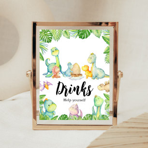 Schattigee Dinosaurus Baby shower Drinken Poster