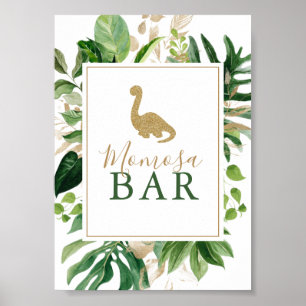 Schattigee Dinosaurus Baby shower Momosa Bar Teken Poster