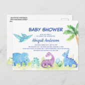 Schattigee Dinosaurus Baby shower Uitnodiging Post (Voorkant / Achterkant)