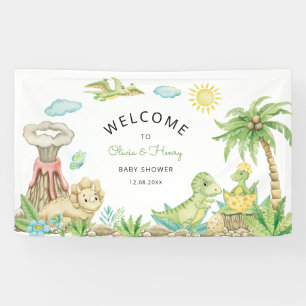 Schattigee Dinosaurus Baby shower Welkom Spandoek