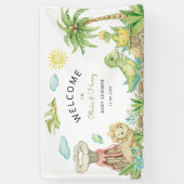 Schattigee Dinosaurus Baby shower Welkom Spandoek (Verticaal)