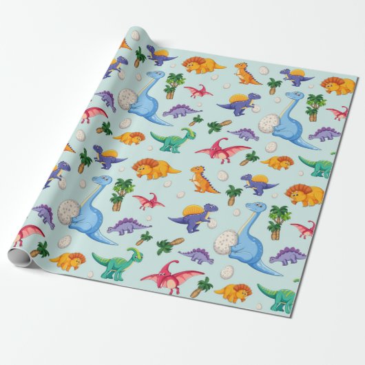Schattigee dinosaurus baby's | BABY Cadeaupapier (Uitgerold)