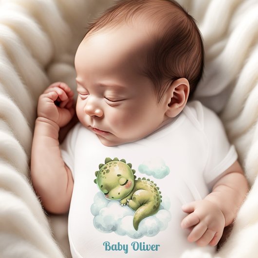 Schattigee Dinosaurus Blauw Groene Naam Monogram B Romper