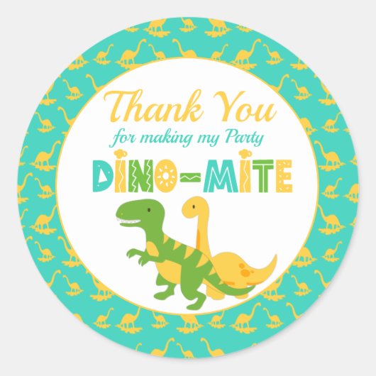 Schattigee dinosaurus dank u ronde sticker (Voorkant)