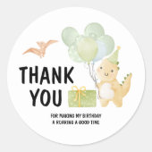 Schattigee Dinosaurus Dank U Verjaardag Sticker (Voorkant)