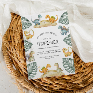 Schattigee Dinosaurus Derde Verjaardag Drie-Rex Pa Kaart
