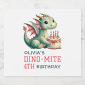 Schattigee dinosaurus dino-mijt verjaardagsfeest sparkling wijnetiket (Enkel label)