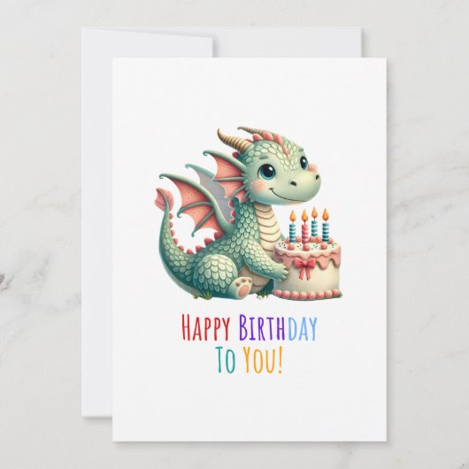 Schattigee dinosaurus dino- mijt verjaardagsfeestj bedankkaart (Achterkant)