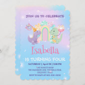 Schattigee Dinosaurus Eenhoorn Donut Regenboog Ver Kaart (Voorkant / Achterkant)