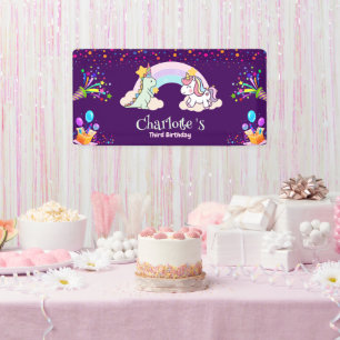 Schattigee dinosaurus eenhoorn regenboog ballon ve spandoek
