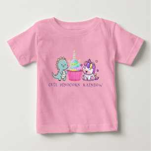 Schattigee dinosaurus eenhoorn regenboog cupcake v
