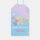 Schattigee Dinosaurus Eenhoorn Regenboogballon Ver Cadeaulabel (Achterkant)