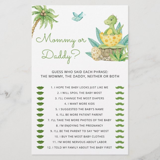 Schattigee dinosaurus ei mama of papa Baby shower  (Voorkant)