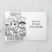 Schattigee Dinosaurus en Kleurplaat Verjaardag Kaart (Binnen)