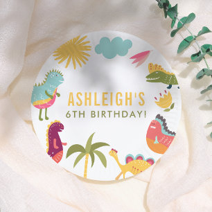Schattigee dinosaurus genderneutraal verjaardagsfe papieren bordje