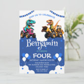 Schattigee dinosaurus graafmachine trekker ballon (Staand voorkant)