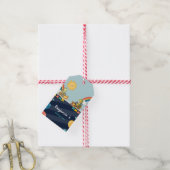 Schattigee dinosaurus graafmachine trekker regenbo cadeaulabel (Met Touw)