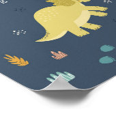 Schattigee Dinosaurus Kaarten en Geschenken Feestb Poster (Hoek)