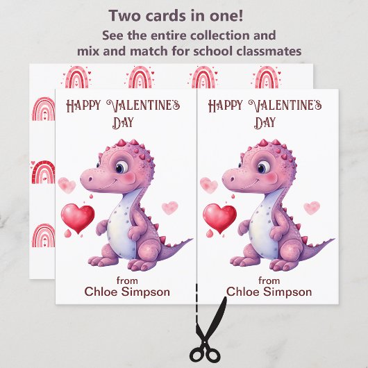 Schattigee Dinosaurus Kind Valentijn Party Classro Briefkaart