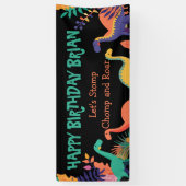 Schattigee Dinosaurus kind Verjaardag Banner (Verticaal)