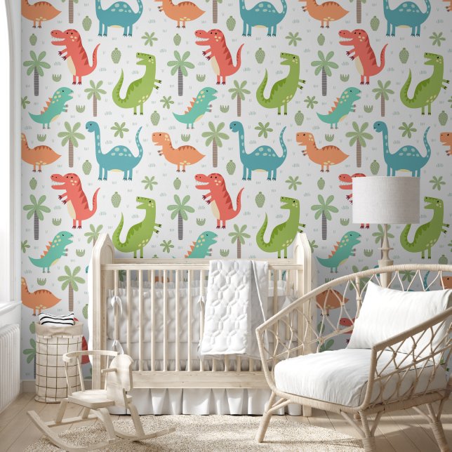 Schattigee dinosaurus Kinder kamer kinderkamer beh Behang (Kinderen)