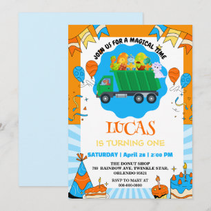 Schattigee Dinosaurus kleurrijke vuilniswagen verj Kaart