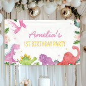 Schattigee dinosaurus meisje verjaardag spandoek