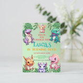 Schattigee dinosaurus oerwoud School kinderen Verj Briefkaart (Staand voorkant)