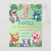 Schattigee dinosaurus oerwoud School kinderen Verj Briefkaart (Voorkant)