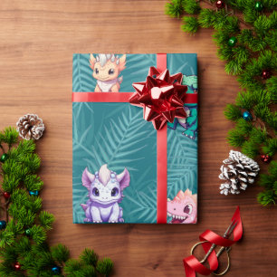 Schattigee dinosaurus oerwoud School kinderen Verj Cadeaupapier