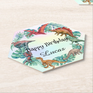 Schattigee dinosaurus oerwoud School kinderen Verj Kartonnen Onderzetters