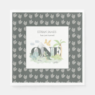 Schattigee Dinosaurus Oerwoud Waterverf Jongen 1e  Servet