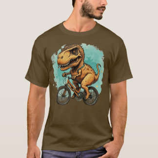 Schattigee dinosaurus op een fiets Dino T Rex Fiet T-shirt
