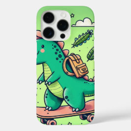 Schattigee dinosaurus op een skateboard iPhone 16 pro hoesje