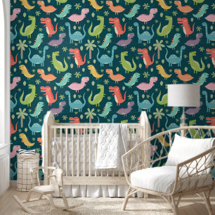 Schattigee Dinosaurus Patroon Kinder Kamer Kwekeri Behang