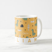 Schattigee Dinosaurus Patroon Mok | Gepersonalisee (Voorkant rechts)