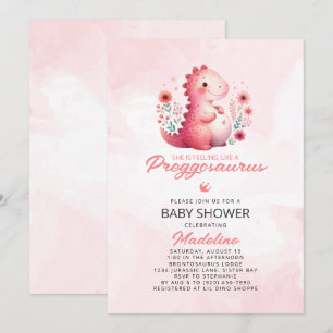 Schattigee dinosaurus Preggosaurus-Baby shower Kaart