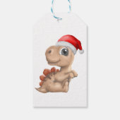 Schattigee Dinosaurus Santa Hoed Kinder Tan Christ Cadeaulabel (Achterkant)